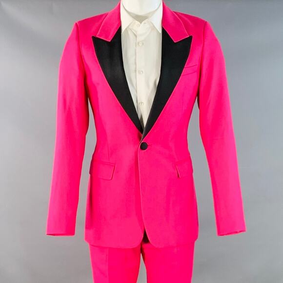 AMI by ALEXANDRE MATTIUSSI Other - AMI by ALEXANDRE MATTIUSSI Size 36 Fuchsia Pink Black Wool Peak Lapel Suit